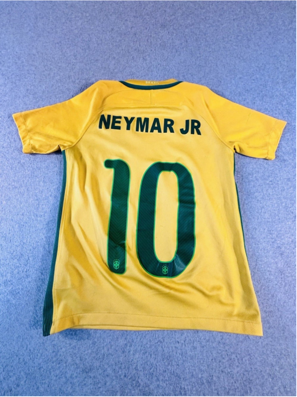 Nike Brazil 2016 Neymar Jr #10 Soccer Jersey Youth Medium Yellow Dri-FIT